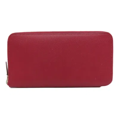Pre-owned Hermes Red Color Epsom Leather Long Wallet (bi-fold) ()