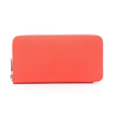 Pre-owned Hermes Red Color Epsom Leather Long Wallet (bi-fold) ()