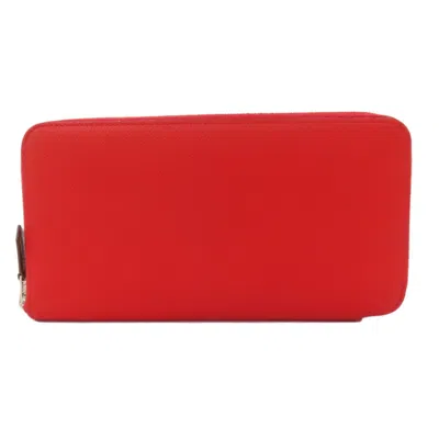 Pre-owned Hermes Red Color Epsom Leather Long Wallet (bi-fold) ()