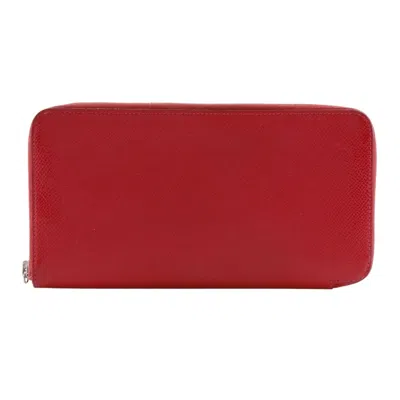 Pre-owned Hermes Red Color Epsom Leather Long Wallet (bi-fold) ()