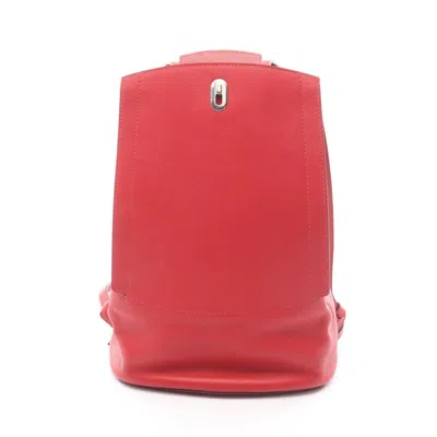 Pre-owned Hermes Red Color Evercalf Leather Backpack ()