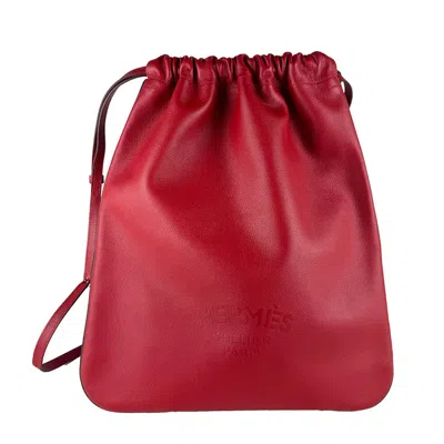 Pre-owned Hermes Red Color Leather Backpack Shoulder Bag ()