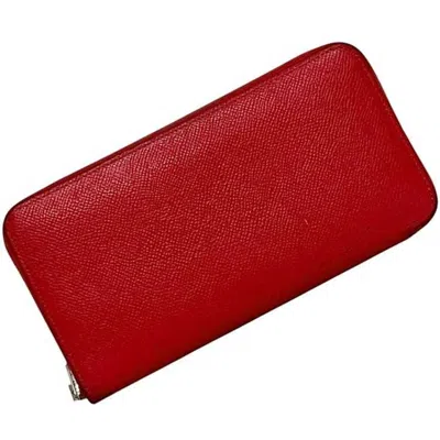 Pre-owned Hermes Red Color Leather Epsom Leather Long Wallet (bi-fold) ()