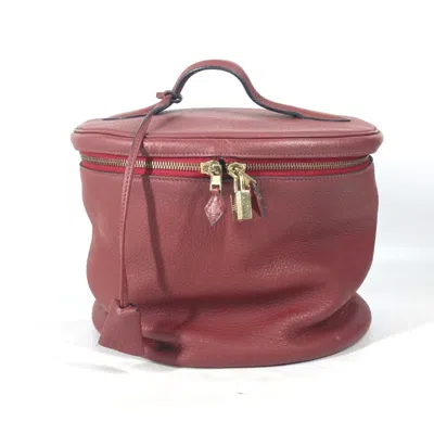 Pre-owned Hermes Red Color Leather Handbag Vanity Bag ()