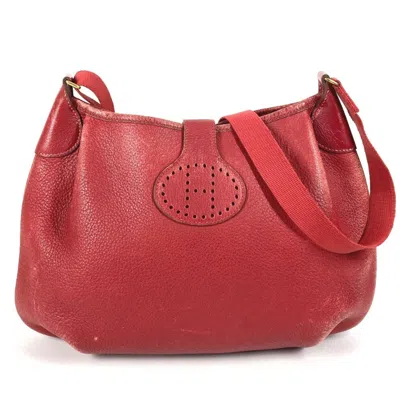 Pre-owned Hermes Red Color Leather Pochette Shoulder Bag ()