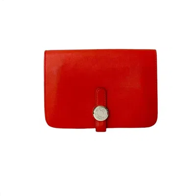 Pre-owned Hermes Red Color Leather Wallet (bi-fold) ()