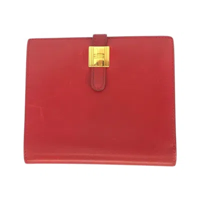 Pre-owned Hermes Red Color Leather Wallet (bi-fold) ()