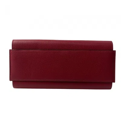 Pre-owned Hermes Red Color Long Wallet (bi-fold) ()