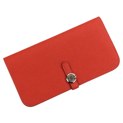 Pre-owned Hermes Red Color Long Wallet (bi-fold) ()