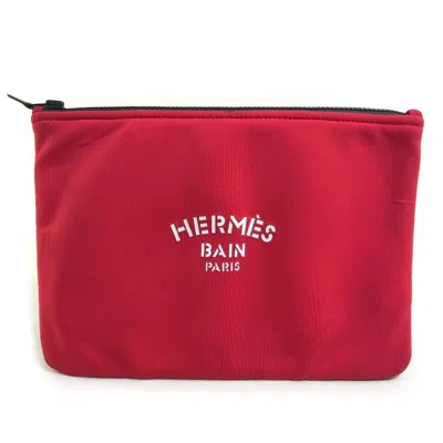 Pre-owned Hermes Red Color Polyamide Clutch Bag Pouch ()