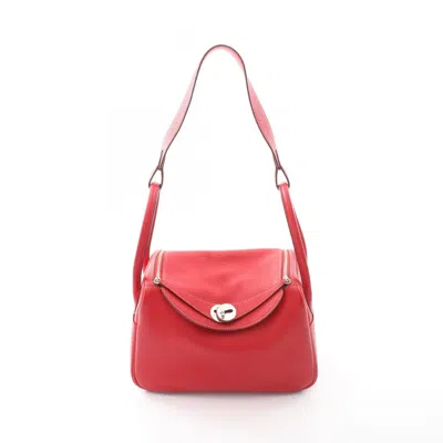Pre-owned Hermes Red Color Rouge Garance Taurillon Clemence Leather Shoulder Bag ()