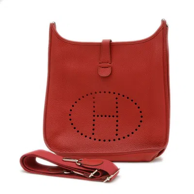 Pre-owned Hermes Red Color Rouge Garance Taurillon Clemence Leather Shoulder Bag ()