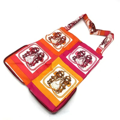 Pre-owned Hermes Red Color Rouge H Buffle Skipper Leather Silk Eco-bag Shopping Bag Tote Bag () In Red Color, Rouge H