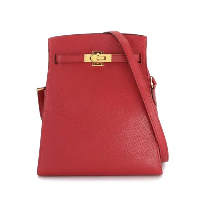 Pre-owned Hermes Red Color Rouge Vif Courchevel Leather Shoulder Bag ()