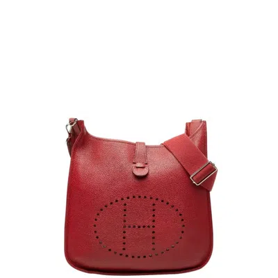 Pre-owned Hermes Red Color Ruby Taurillon Clemence Leather Shoulder Bag ()