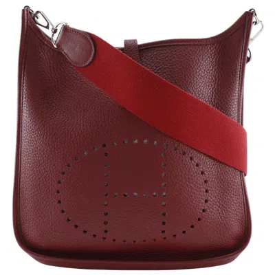 Pre-owned Hermes Red Color Taurillon Clemence Leather Shoulder Bag ()