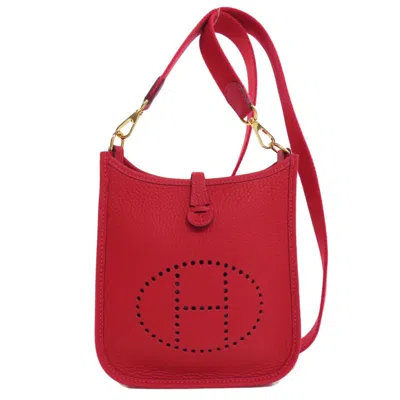 Pre-owned Hermes Red Color Taurillon Clemence Leather Shoulder Bag ()