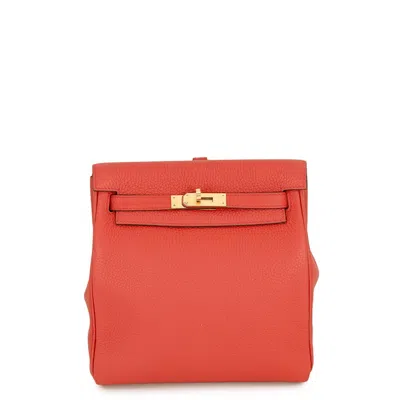 Pre-owned Hermes Red Color Togo Leather Backpack ()