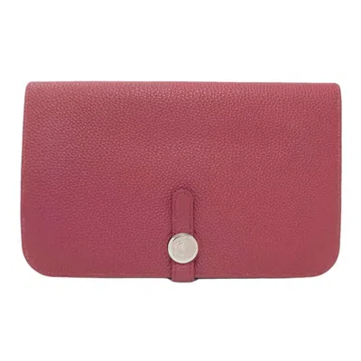 Pre-owned Hermes Red Color Togo Leather Long Wallet (bi-fold) ()