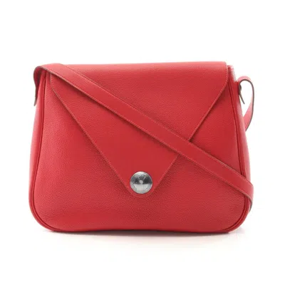 Pre-owned Hermes Red Color Togo Leather Shoulder Bag ()