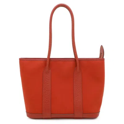 Pre-owned Hermes Red Color Toile Officier Buffalo Leather Tote Bag ()