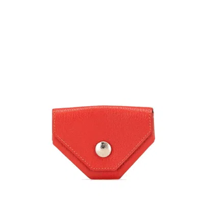 Pre-owned Hermes Red Color Vermilion Epsom Leather Coin Purse/coin Case ()