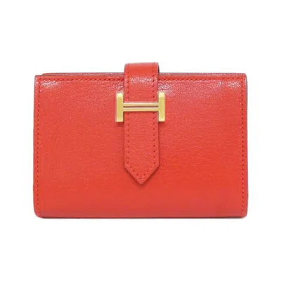Pre-owned Hermes Red Color Wallet (bi-fold) ()