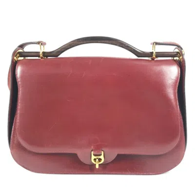 Pre-owned Hermes Red Color Wine Box Calf Leather Handbag Shoulder Bag ()