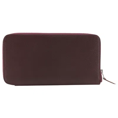 Pre-owned Hermes Red Color Wine Epsom Leather Long Wallet (bi-fold) () In Red Color, Wine