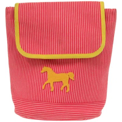 Pre-owned Hermes Red Color Yellow Cotton Backpack ()