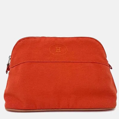 Pre-owned Hermes Red Cotton Bolide Pouch
