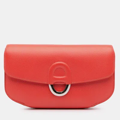 Pre-owned Hermes Red Epsom Cherche Midi Clutch 22