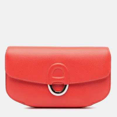 Pre-owned Hermes Red Epsom Cherche Midi Clutch 22