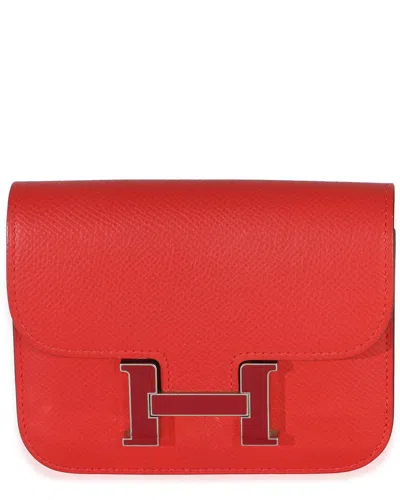 Pre-owned Hermes Hermès Red Epsom Constance Slim Wallet Phw (authentic Pre-loved)