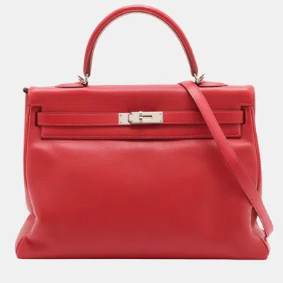 Pre-owned Hermes Red Evergrain Kelly Ii Retourne 35