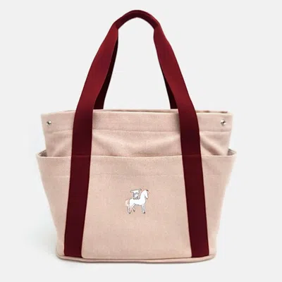 Pre-owned Hermes Red Fabric Cabriole Diper Bag