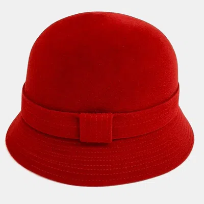 Pre-owned Hermes Red Felt Hat