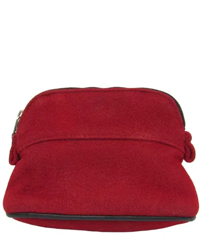 Pre-owned Hermes Hermès Red Felt Mini Pouch (authentic Pre-loved)