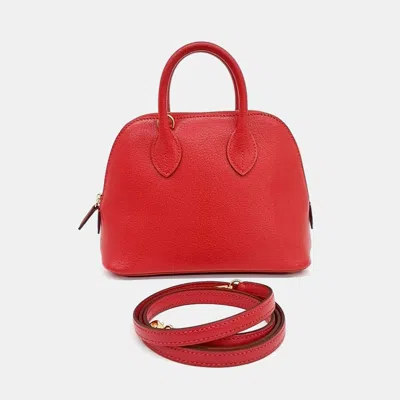 Pre-owned Hermes Red Leather Bolid 1923 Mini Bag