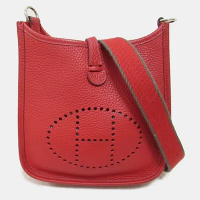 Pre-owned Hermes Red Leather Clemence Leather Evelyne Tpm Bag