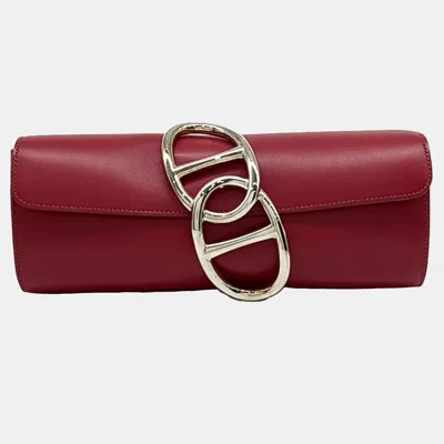 Pre-owned Hermes Red Leather Easy Clutch