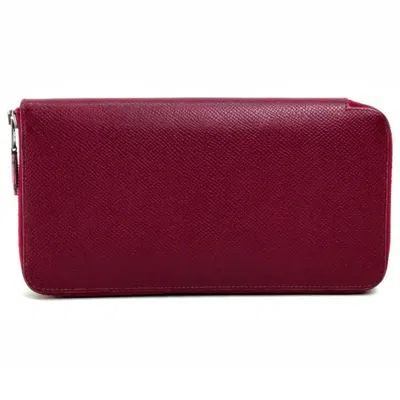 Pre-owned Hermes Red Leather Long Wallet (bi-fold) ()