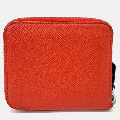Pre-owned Hermes Red Leather Silky Wallet (z)