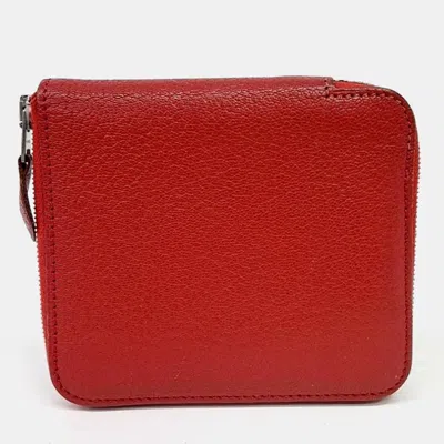 Pre-owned Hermes Red Leather Wallet (l)