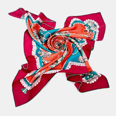 Pre-owned Hermes Red Multicolor Silk Scarf