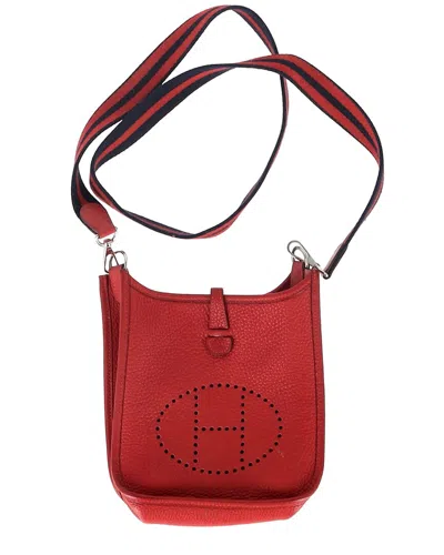 Pre-owned Hermes Hermès Red Sheep Leather Evelyn Tpn Mini 16 Bag (authentic Pre-loved)