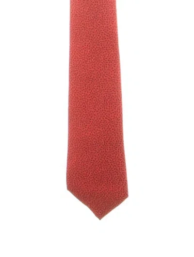 Pre-owned Hermes Red Silk Felt Tie