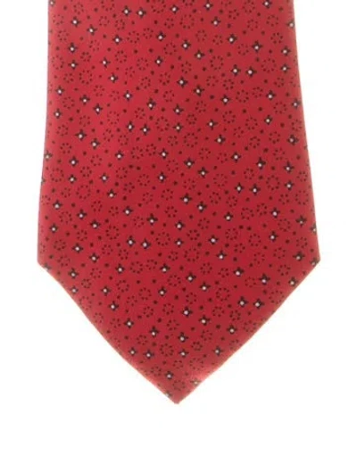 Pre-owned Hermes Red Silk  Tie W/tags