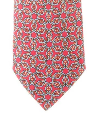 Pre-owned Hermes Red Silk  Tie W/tags