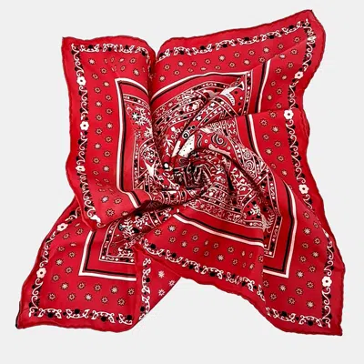 Pre-owned Hermes Red Silk Peuple Du Vent Scarf